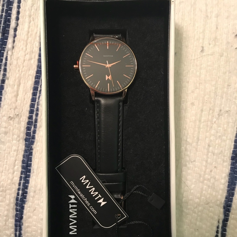 MVMT Black and Rose Gold Watch